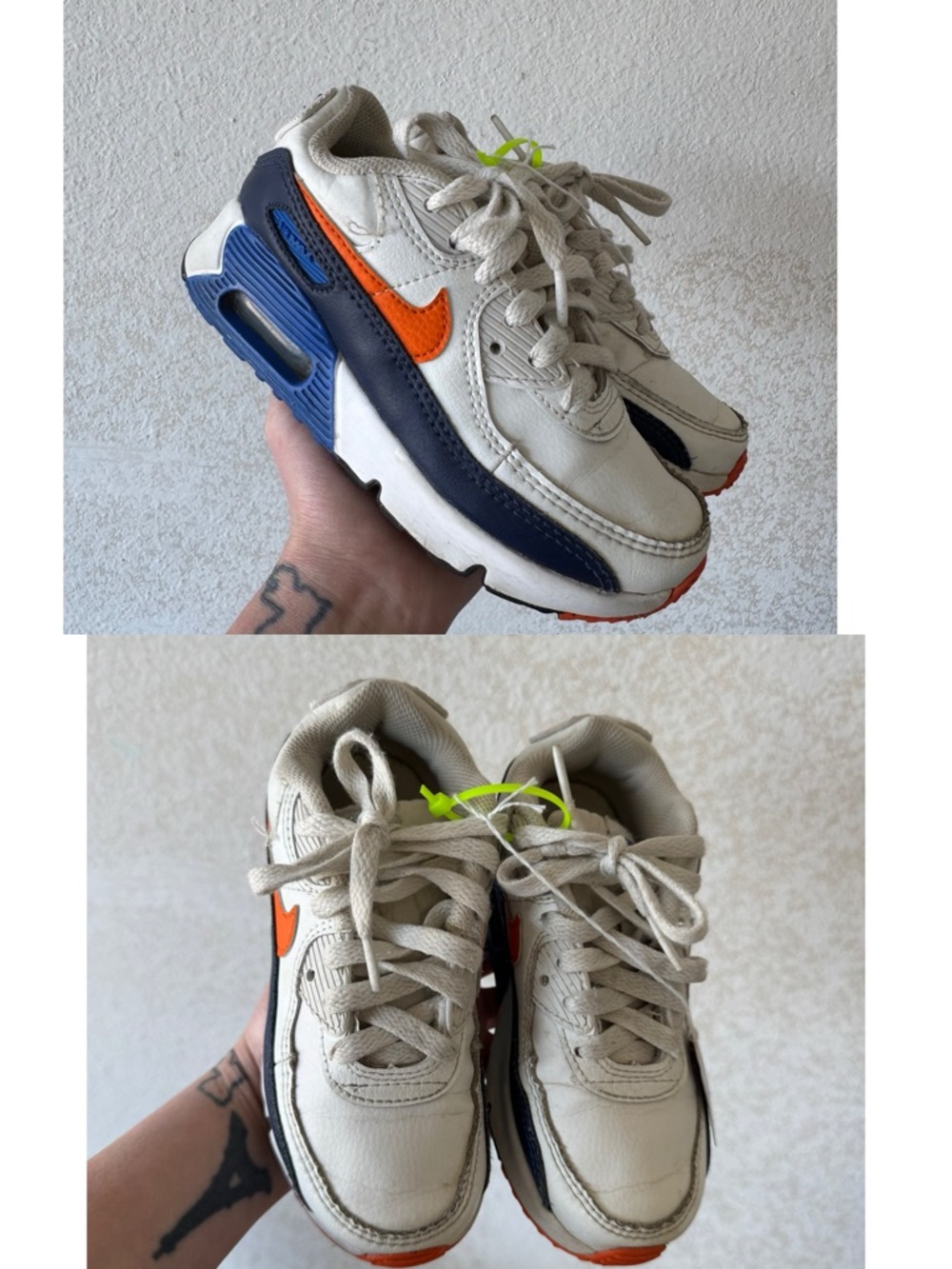 Nike Kids White Sneakers with Navy and Orange Accents